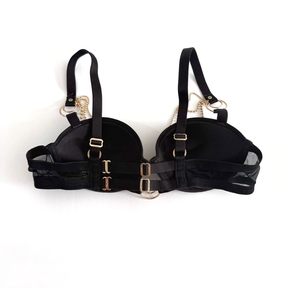 HONEY BIRDETTE SANA BLACK GOLD CIRCLE HANGING CHAIN PUSH-UP BALCONETTE BRA - Picture 7 of 10